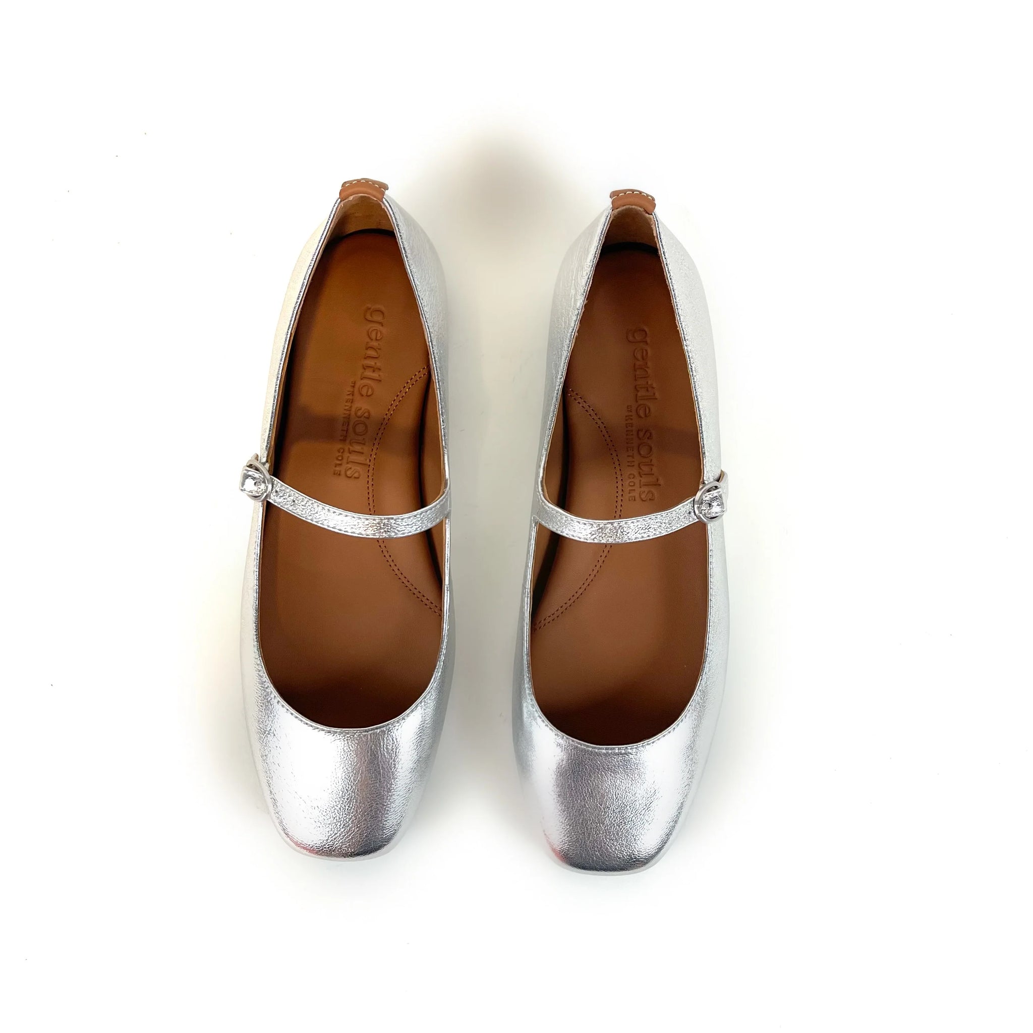 Gentle Souls Wynona Ballet Flat Silver Leather The Mix Shoes Accessories