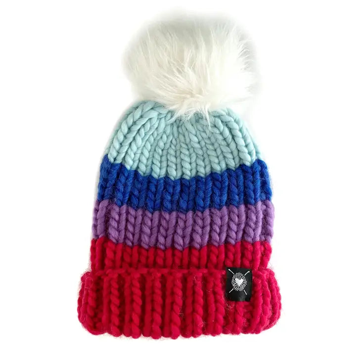 Pom Pom Beanie Hat for Winter Cobalt Blue / Faux Fur